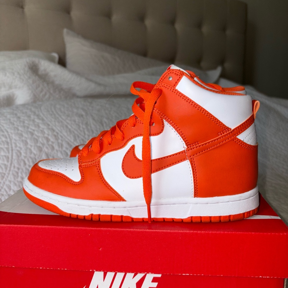 Nike Orange and White High-Top Sneakers